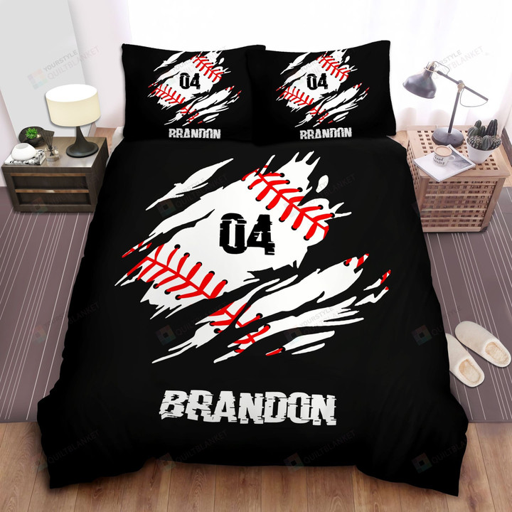 Baseball Duvet Cover Bedding Set Personalized Custom Name And Number