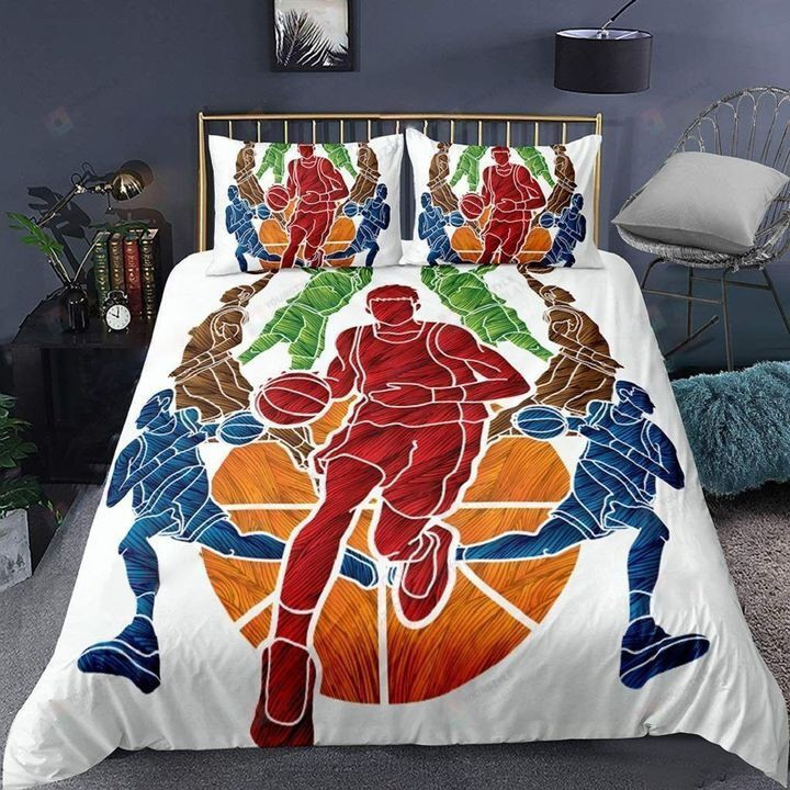 Basketball Colorful Players Cotton Bed Sheets Spread Comforter Duvet Cover Bedding Sets
