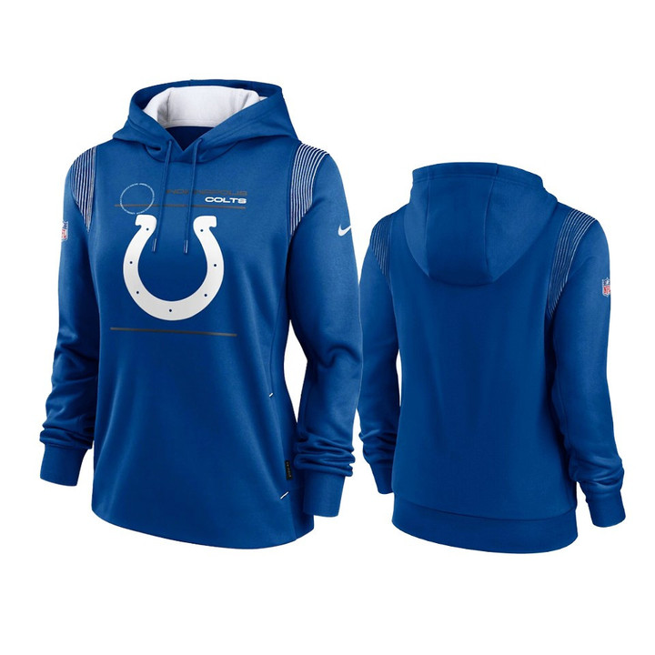 Women's Colts Sideline Performance Royal Pullover Hoodie