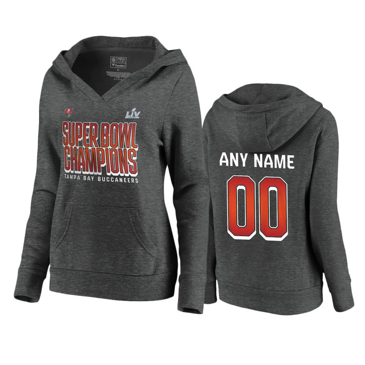 Buccaneers Custom Super Bowl LV Champions Charcoal Personalized Hoodie