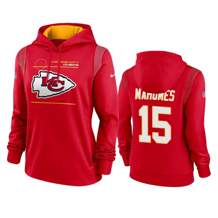 Women's Chiefs Patrick Mahomes Sideline Performance Red Pullover Hoodie