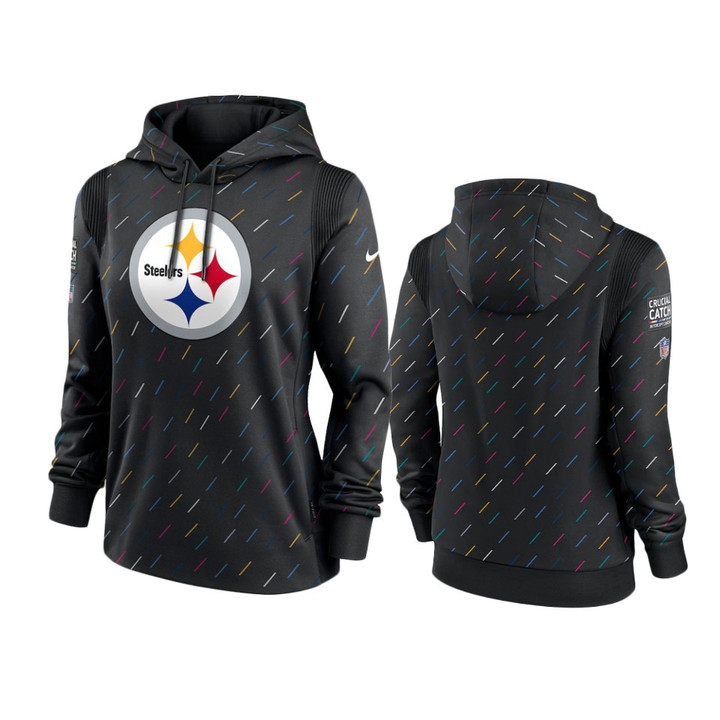 Women's Steelers 2021 NFL Crucial Catch Anthracite Therma Pullover Hoodie
