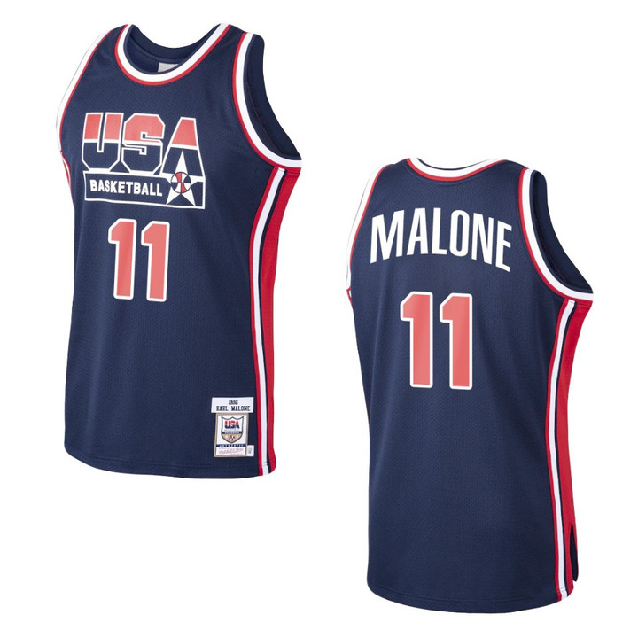 Karl Malone 1992 Dream Team Home Authentic Jersey Navy