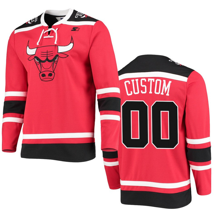 Chicago Bulls Custom Hockey Fashion Pointman Jersey Red