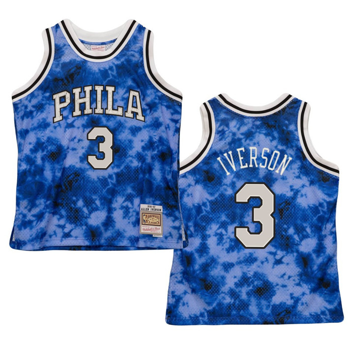 Allen Iverson Philadelphia 76ers Galaxy Hardwood Classics Jersey Blue