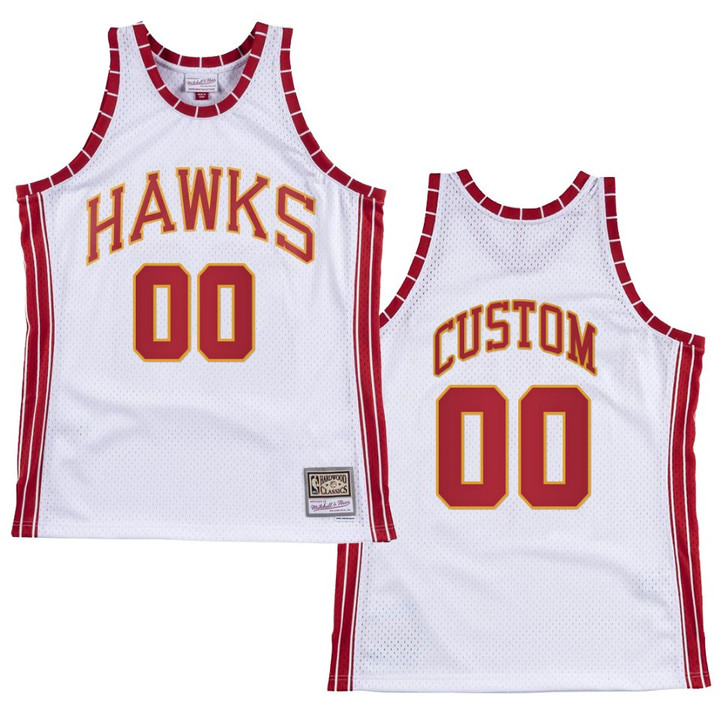Atlanta Hawks Custom Hardwood Classics Jersey Retro White