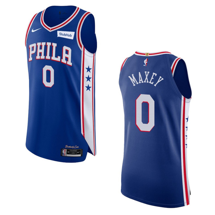 76ers Tyrese Maxey Icon Edition Swingman Jersey Blue