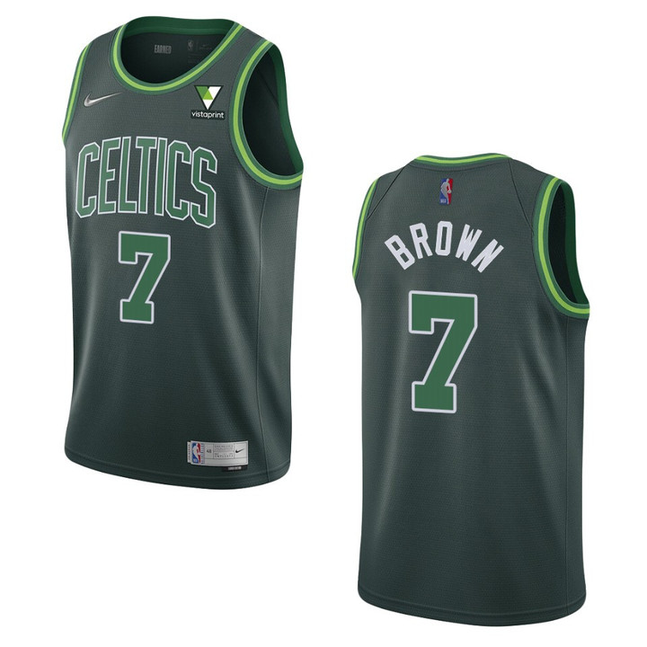 Boston Celtics Jaylen Brown 2021 Earned Vistaprint Patch Jersey Green