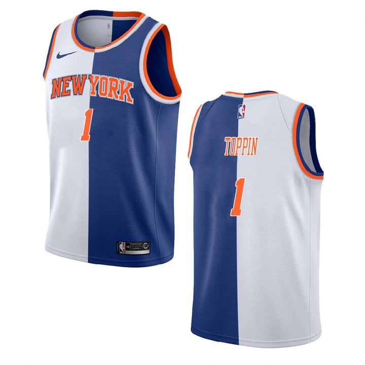 Obi Toppin New York Knicks 2021 Split Edition Jersey White Blue