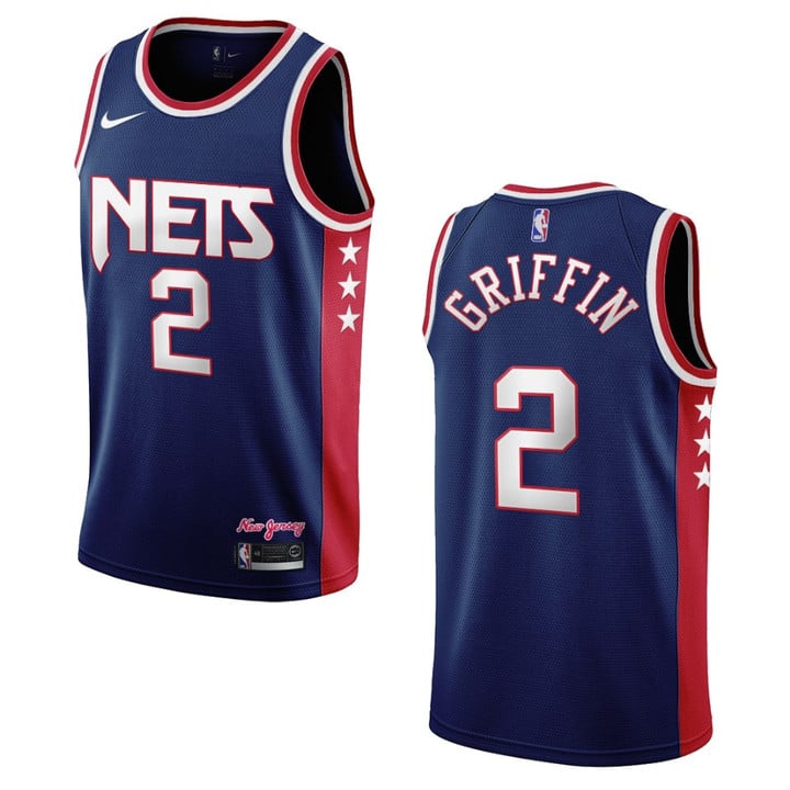 Blake Griffin Brooklyn Nets 2021-22 City Edition Throwback 90s Wordmark Jersey Navy