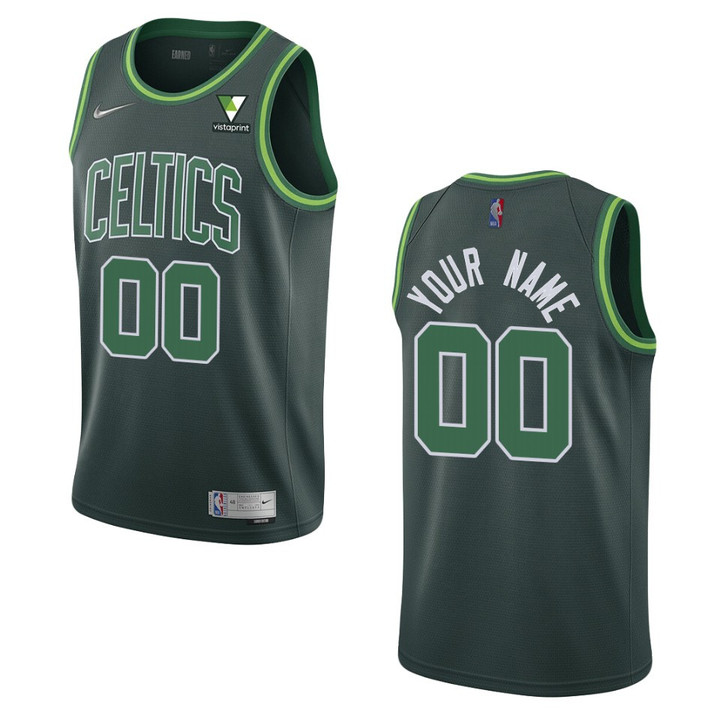 Boston Celtics Custom 2021 Earned Vistaprint Patch Jersey Green