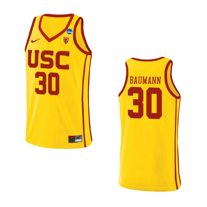 USC Trojans Noah Baumann Yellow Basketball Alternate Jersey