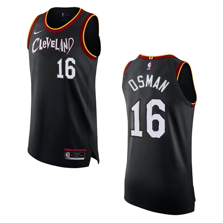 Cleveland Cavaliers Cedi Osman 2021 Authentic City Jersey Long Live Rock Black