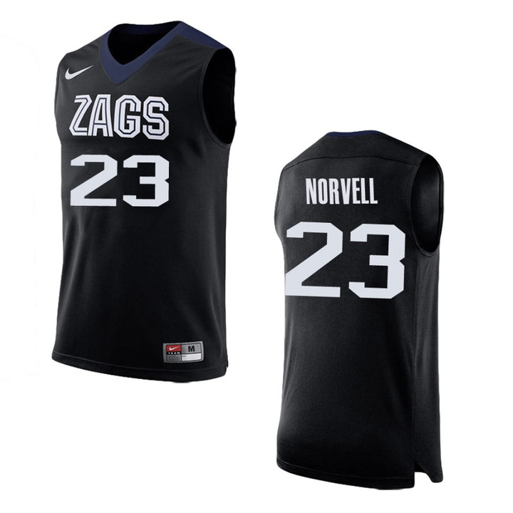 Gonzaga Bulldogs #23 Zach Norvell College Basketball Jersey - Black
