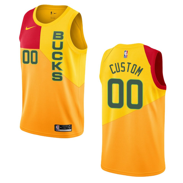 Bucks #00 Custom City Edition Jersey - Yellow