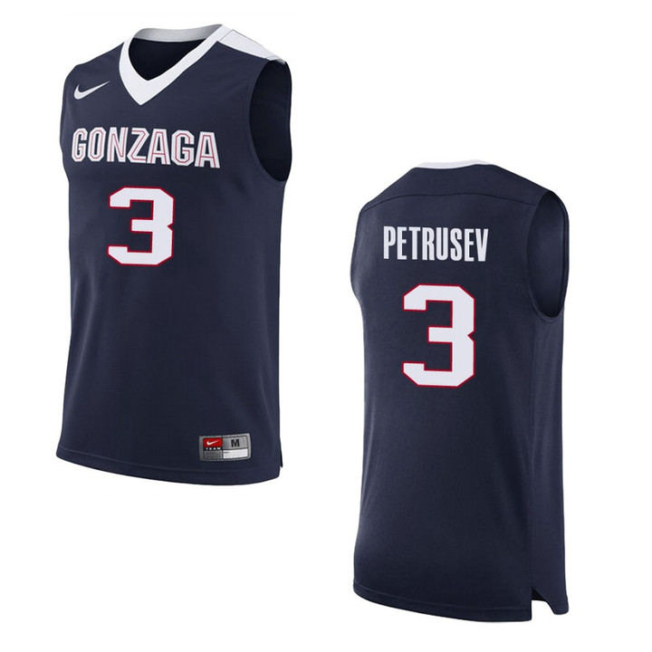 Gonzaga Bulldogs #3 Filip Petrusev College Basketball Jersey - Navy