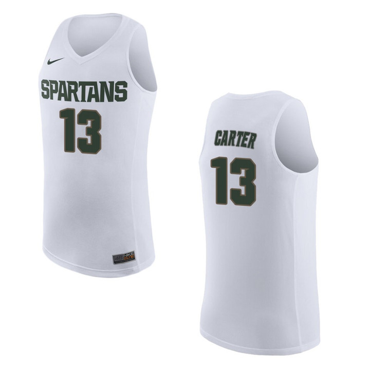 Michigan State Spartans #13 Ben Carter College Basketball Jersey - White