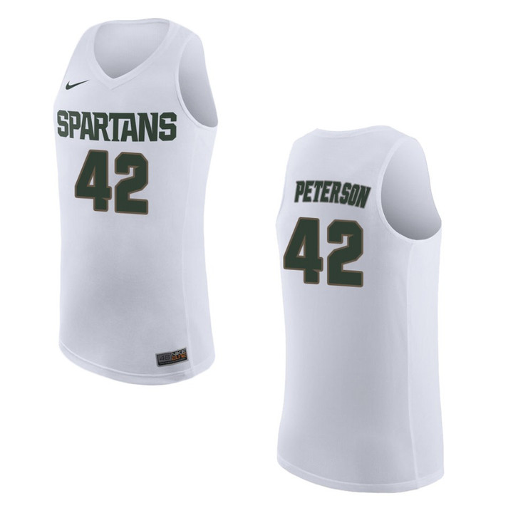 Michigan State Spartans #42 Morris Peterson College Basketball Jersey - White