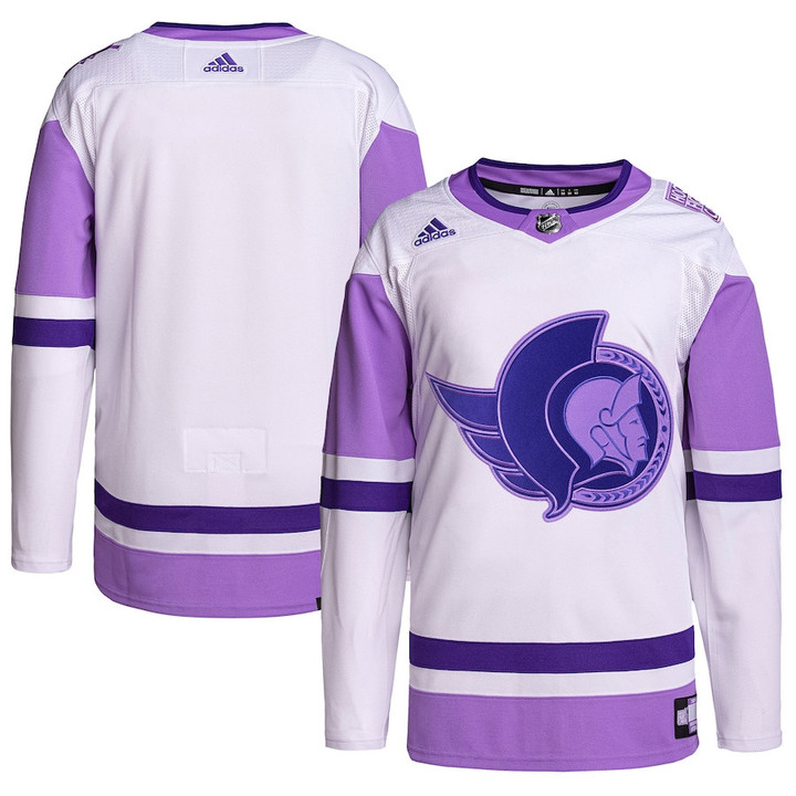 Ottawa Senators adidas Hockey Fights Cancer Primegreen Blank Practice Jersey - White/Purple