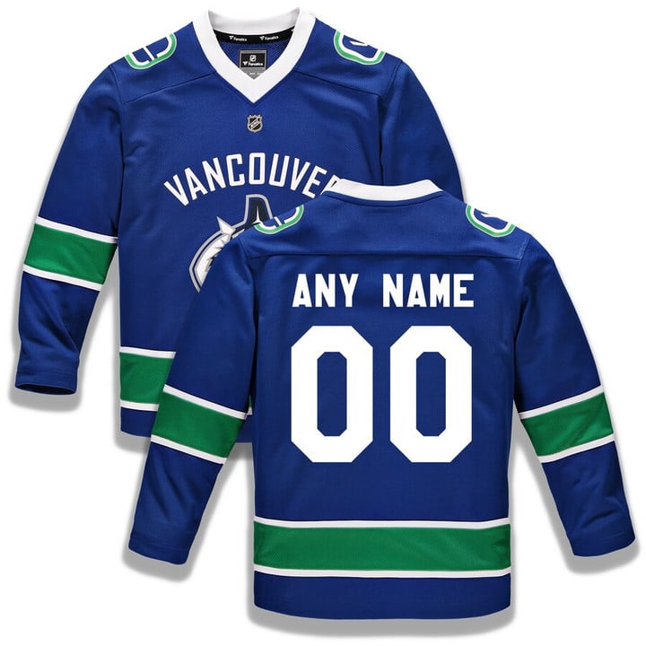 Vancouver Canucks Youth Home Replica Custom Jersey - Blue