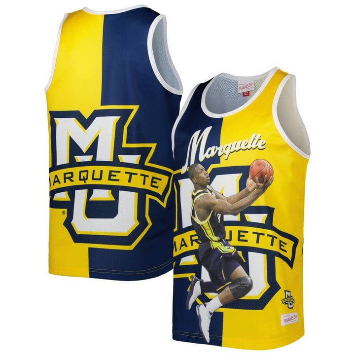 Dwyane Wade Marquette Golden Eagles Mitchell & Ness Sublimated Player Tank Top - Blue/Gold
