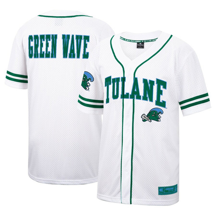 Tulane Green Wave Colosseum Free-Spirited Full-Button Baseball Jersey - White