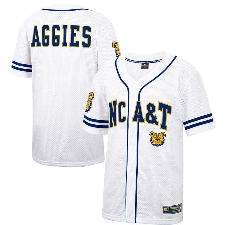 North Carolina A&T Aggies Colosseum Free Spirited Baseball Jersey - White/Navy