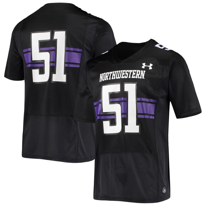 #51 Northwestern Wildcats Under Armour Logo Replica Football Jersey - Black