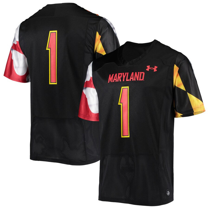#1 Maryland Terrapins Under Armour Replica Football Jersey - Black