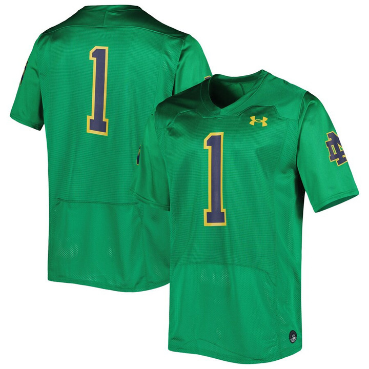 #1 Notre Dame Fighting Irish Under Armour Team Wordmark Replica Football Jersey - Green