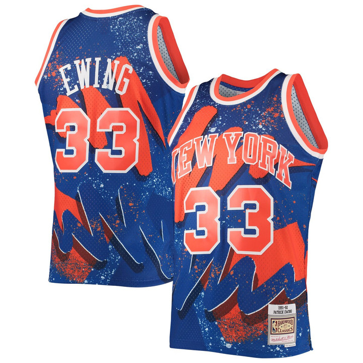Patrick Ewing New York Knicks Mitchell & Ness Hardwood Classics 1991-92 Hyper Hoops Swingman Jersey - Blue