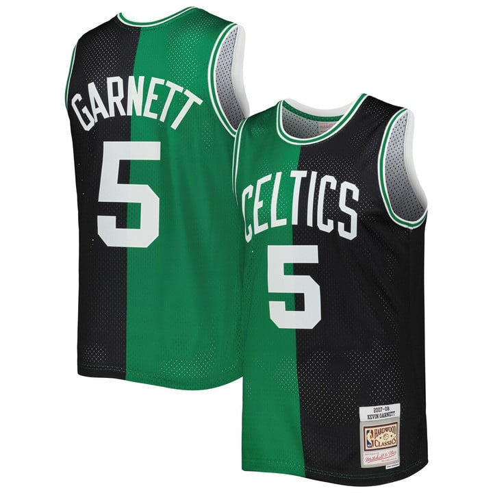 Kevin Garnett Boston Celtics Mitchell & Ness Hardwood Classics 2007-08 Split Swingman Jersey - Black/Kelly Green
