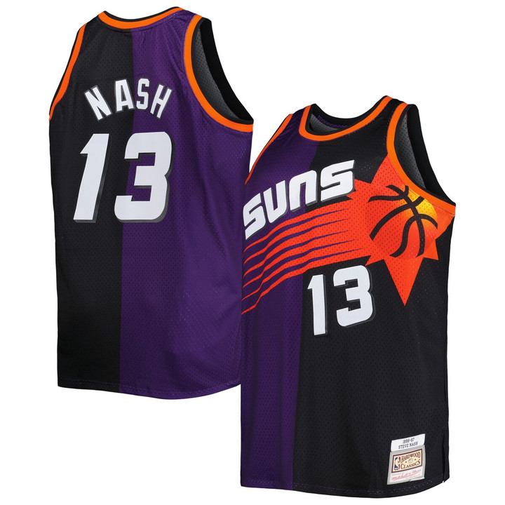 Steve Nash Phoenix Suns Mitchell & Ness Big & Tall Hardwood Classics 1996-97 Split Swingman Jersey - Purple/Black