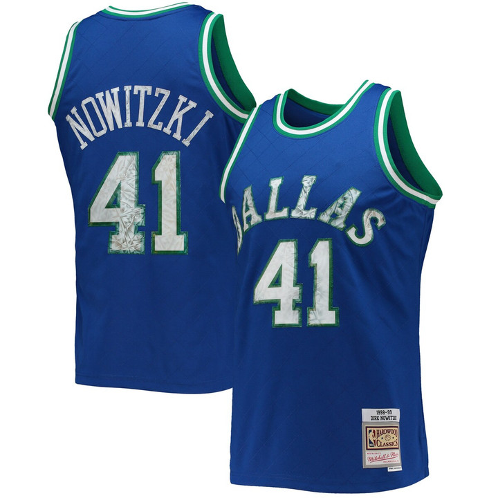 Dirk Nowitzki Dallas Mavericks Mitchell & Ness 1996-97 Hardwood Classics NBA 75th Anniversary Diamond Swingman Jersey - Blue