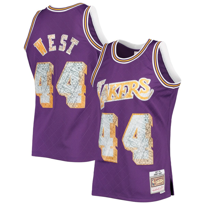 Jerry West Los Angeles Lakers Mitchell & Ness 1996-97 Hardwood Classics NBA 75th Anniversary Diamond Swingman Jersey - Purple