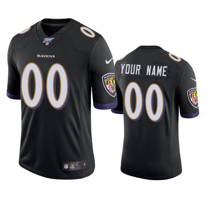 Ravens Custom Limited Jersey Black 100th Season