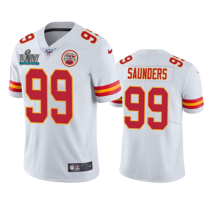 Kansas City Chiefs Khalen Saunders Super Bowl LIV White Vapor Limited Jersey