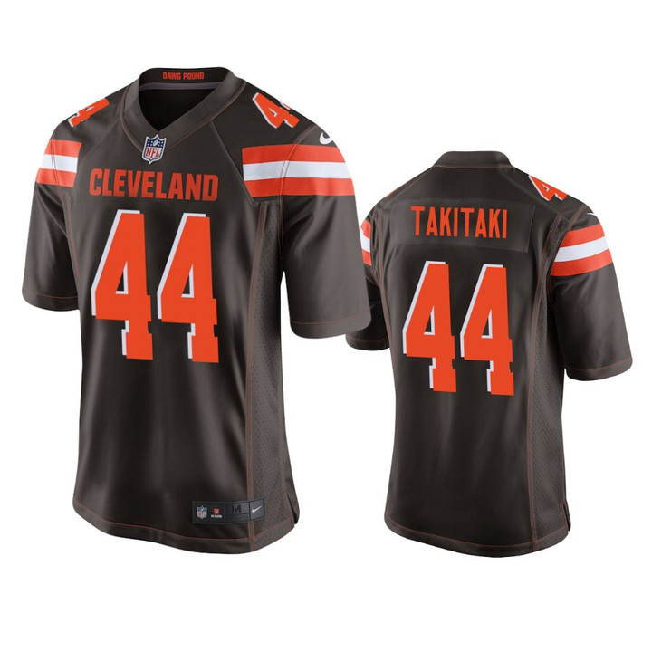 Browns Sione Takitaki 2019 NFL Draft Brown Game Jersey