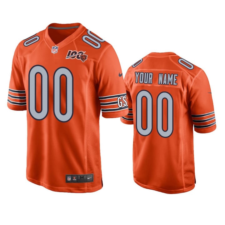 Bears Custom Orange Game Jersey 100th Season