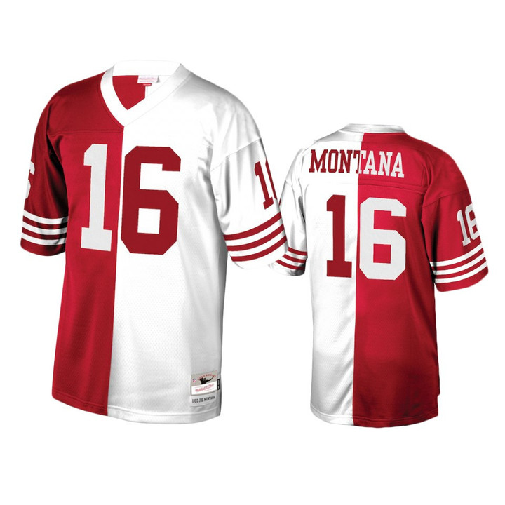 49ers Joe Montana Retired Player Split Scarlet White Jersey