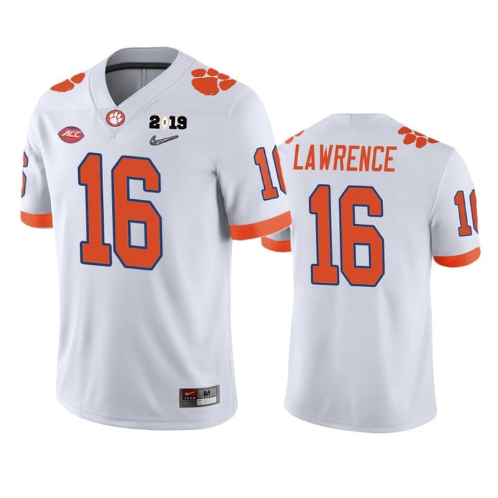 Trevor Lawrence Clemson Tigers National Champions White Jersey