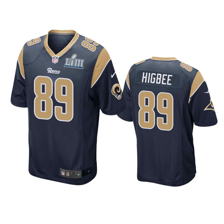 Rams #89 Tyler Higbee Men Jersey Navy Super Bowl LIII