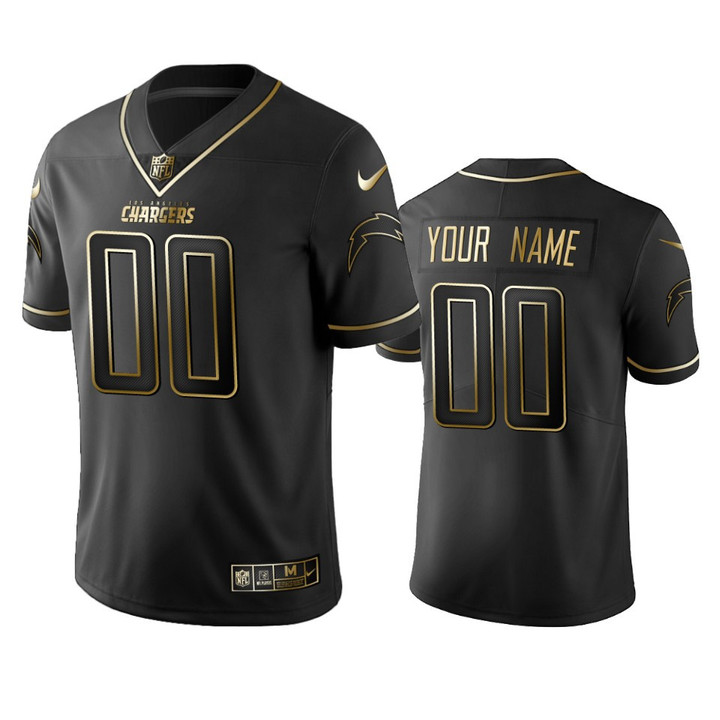 Men's Chargers Custom Black Golden Edition NFL 100 Year Anniversary Jersey