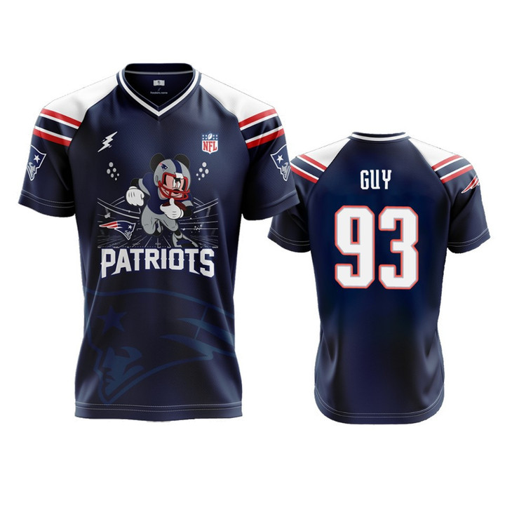 2019 NFL Patriots #93 Lawrence Guy Men's Jersey Navy Mickey