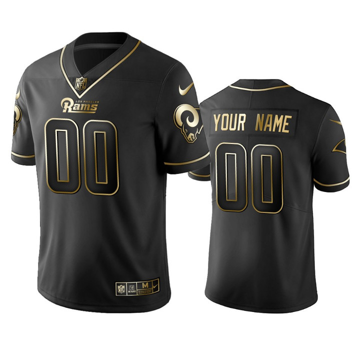 Men's Rams Custom Black Golden Edition NFL 100 Year Anniversary Jersey