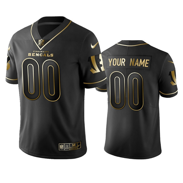 Men's Bengals Custom Black Golden Edition NFL 100 Year Anniversary Jersey