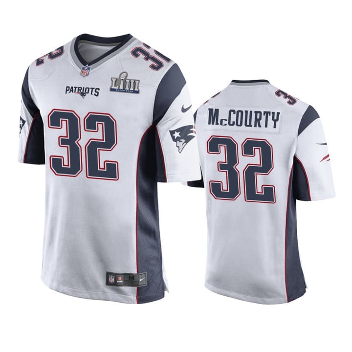 Patriots #32 Devin McCourty Men Jersey White Super Bowl LIII
