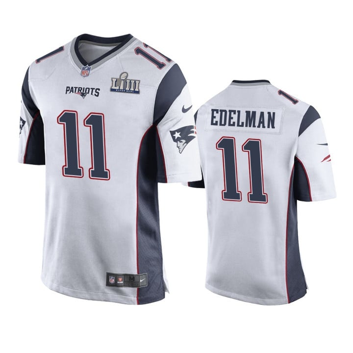 Patriots #11 Julian Edelman Men Jersey White Super Bowl LIII