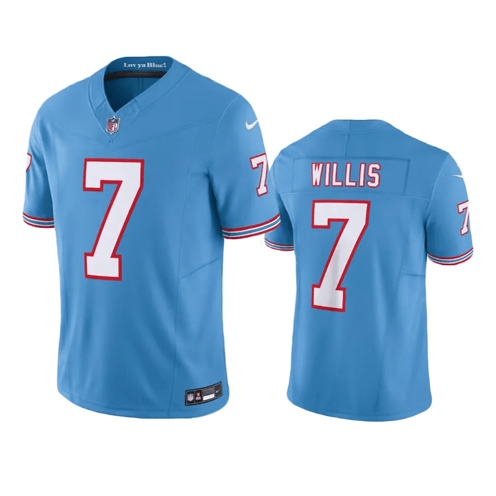 Titans Malik Willis Oilers Throwback Limited Light Blue Jersey