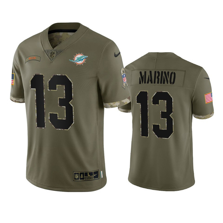 Dolphins Dan Marino Limited Jersey Olive 2022 Salute To Service